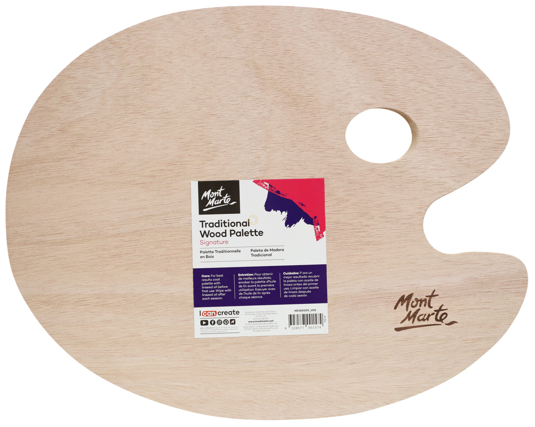Monte Marte Traditional Oval Wood Palette 30x38cm