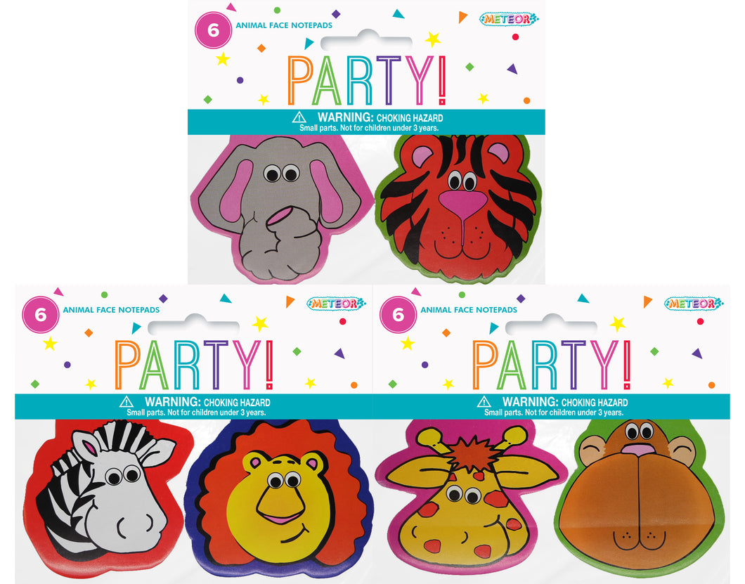 6 ANIMAL FACE NOTE PADS