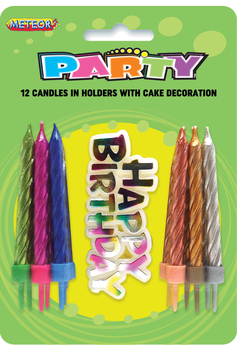 12 CANDLES W/CAKE DECO - MULTI