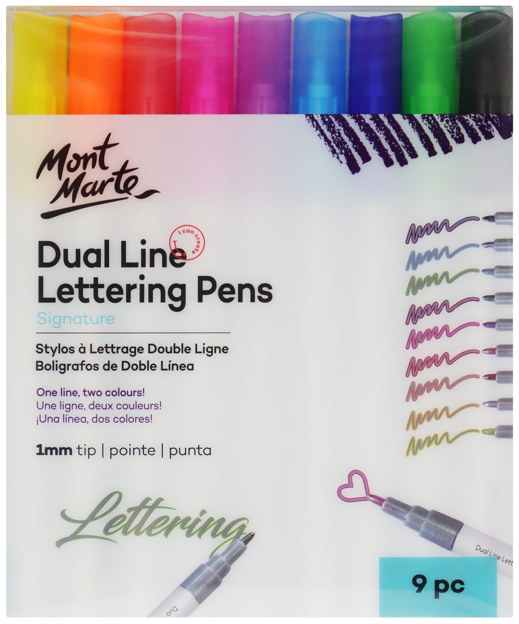 Monte Marte Dual Line Lettering Pens 1mm Tip 9pc