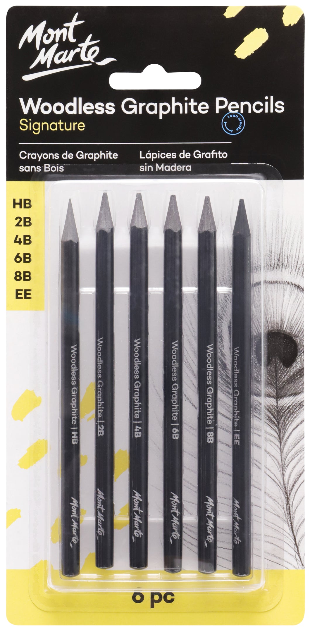 Monte Marte Woodless Graphite Pencils 6pc