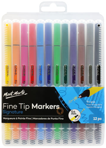 Monte Marte Fine Tip Marker 12pc Tri Grip in Case