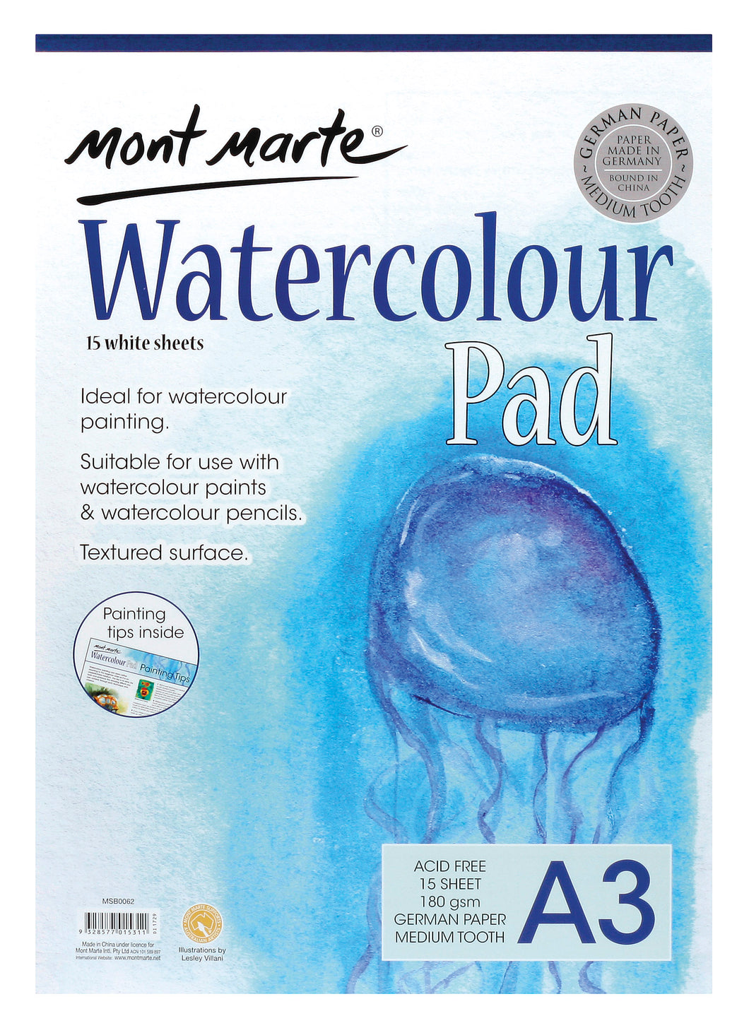 Monte Marte Watercolour Pad German Paper A3 180gsm 15sht