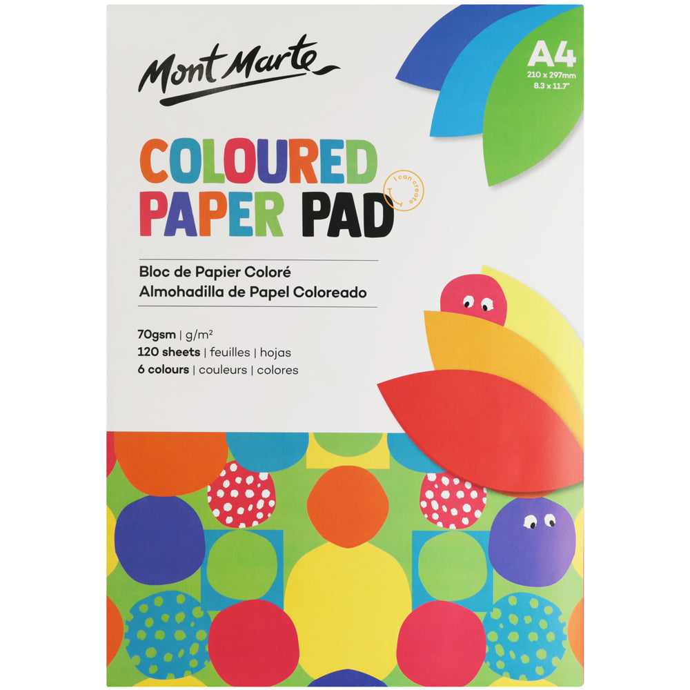 Monte Marte Coloured Paper Pad A4 120 Sheets 70gsm