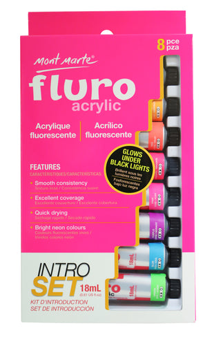Monte Marte Fluro Acrylic Paint Intro Set 8pc x 18ml