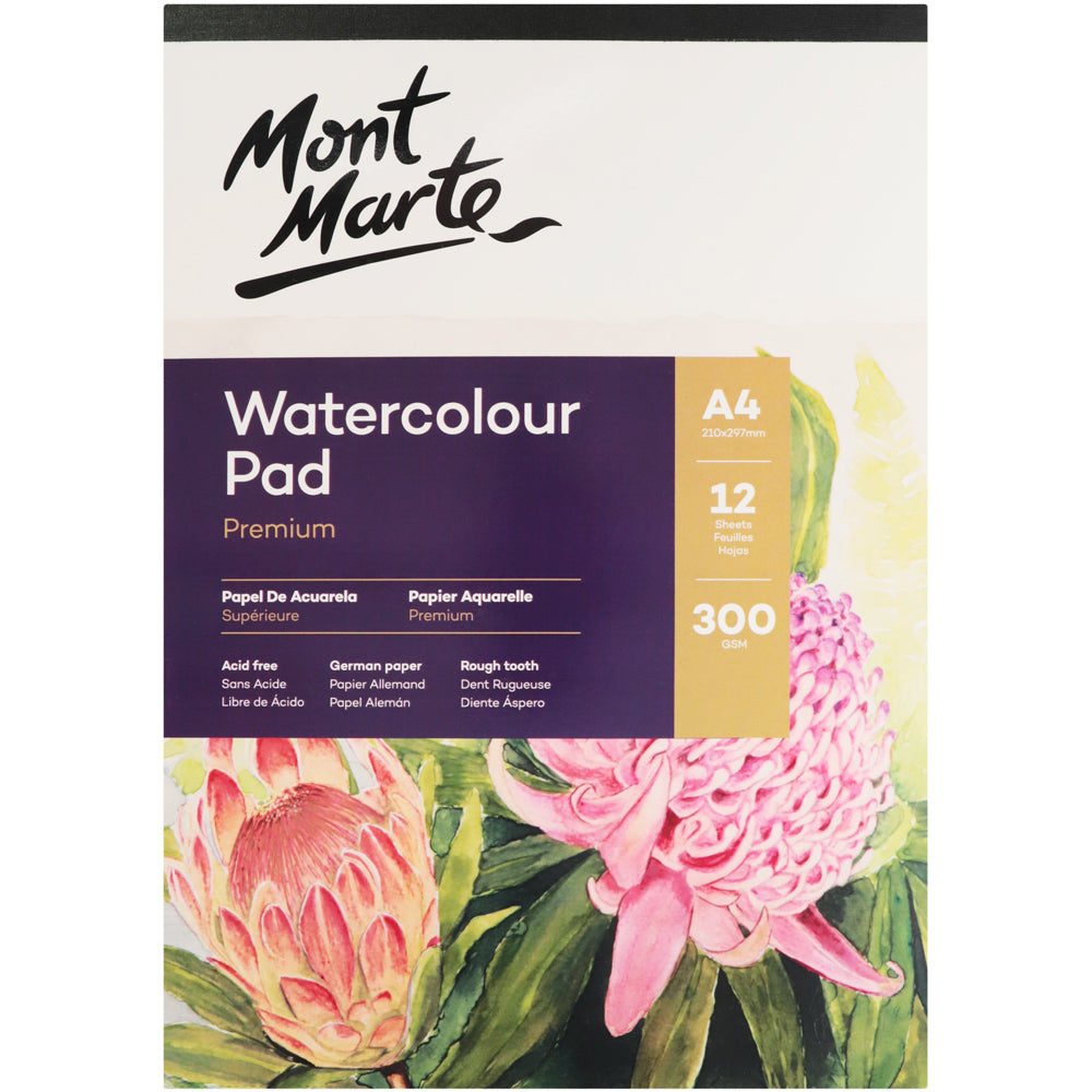 Monte Marte Watercolour Pad German Paper A4 300gsm 12sht