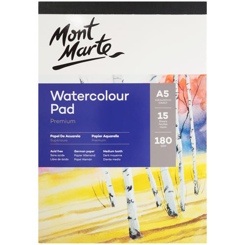 Monte Marte Watercolour Pad German Paper A5 180gsm 15sht