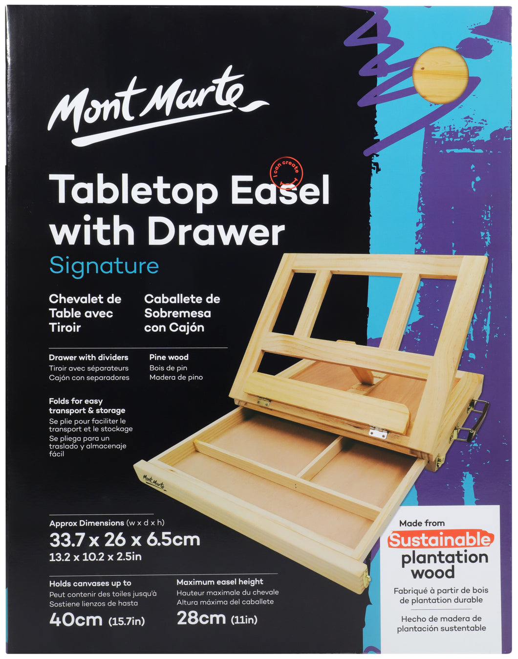 Monte Marte Table Easel w/Drawer - Pine