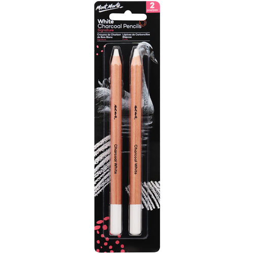 Monte Marte White Charcoal Pencils Lge Hex 2pc