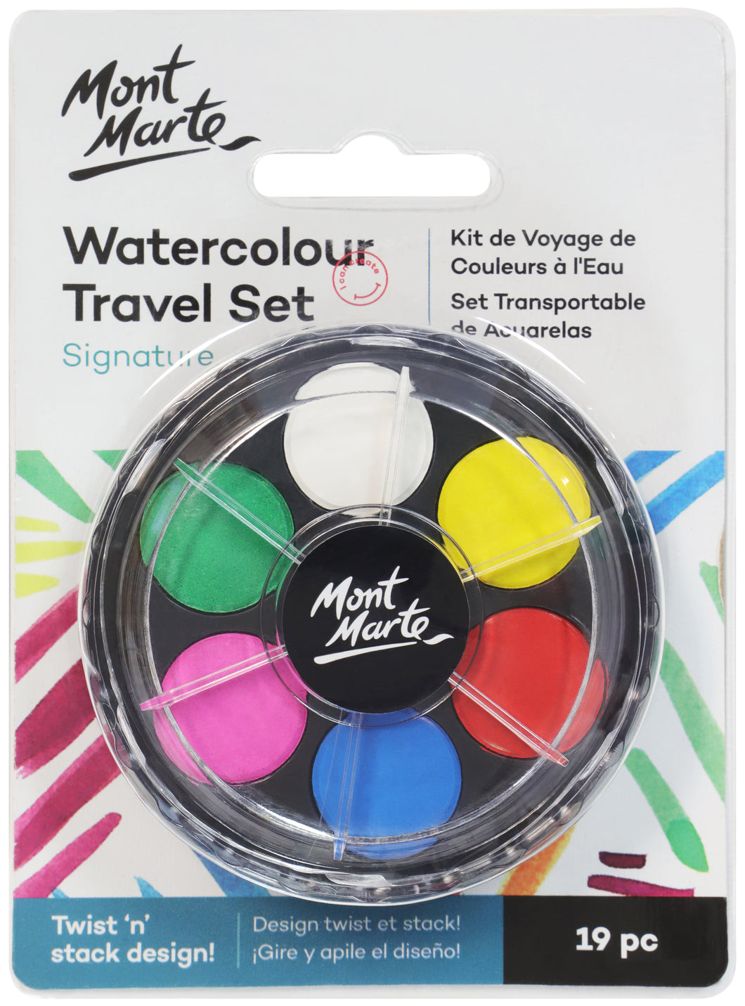 Monte Marte Watercolour Travel Set 19pc