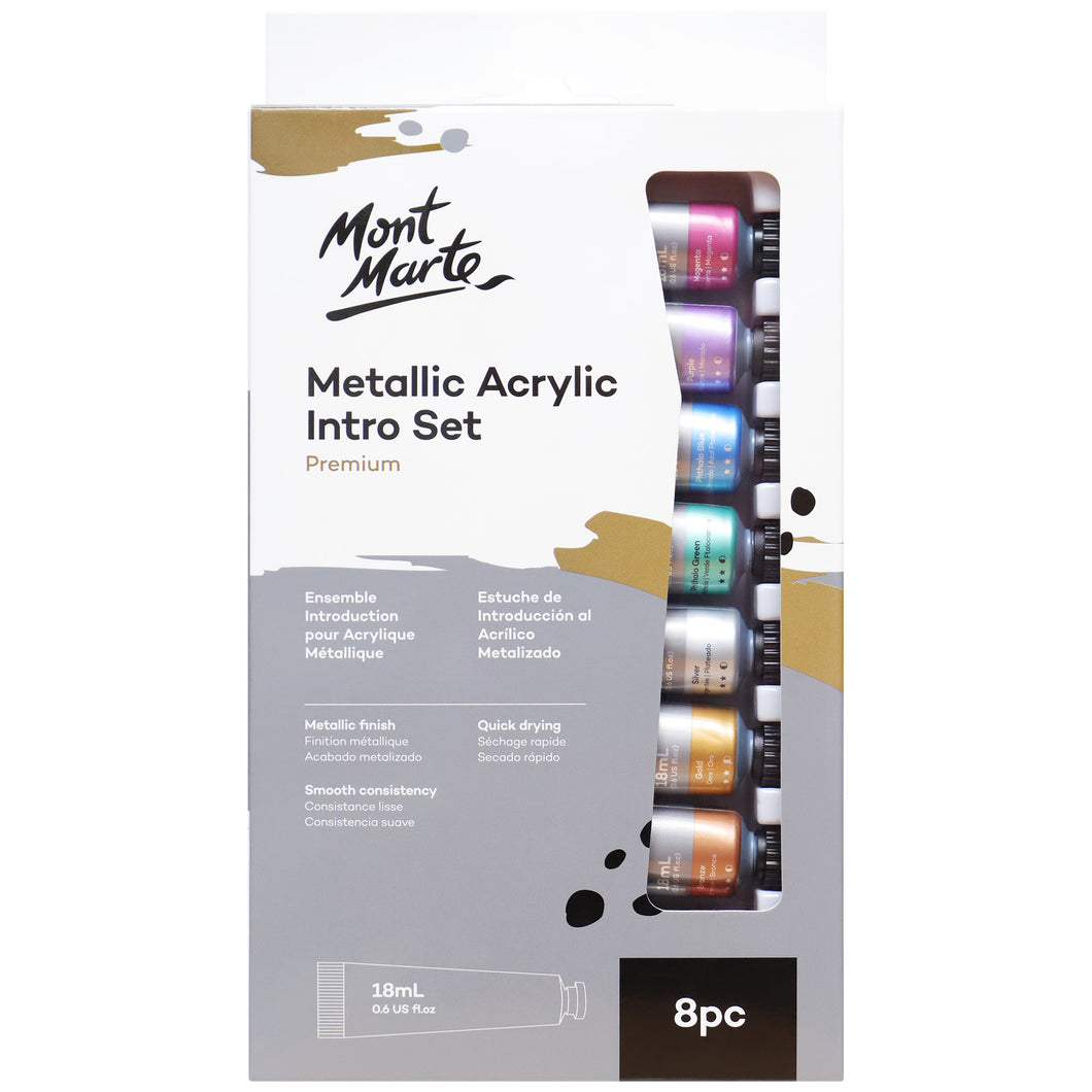 Monte Marte Metallic Acrylic Paint Intro Set 8pc x 18ml