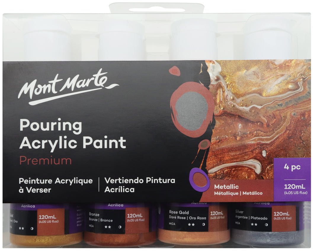 Monte Marte  Pouring Acrylic 120ml 4pc - Metallic