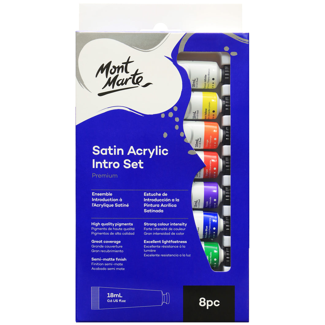 Satin Acrylic Paint Intro Set 8pc x 18ml Monte Marte