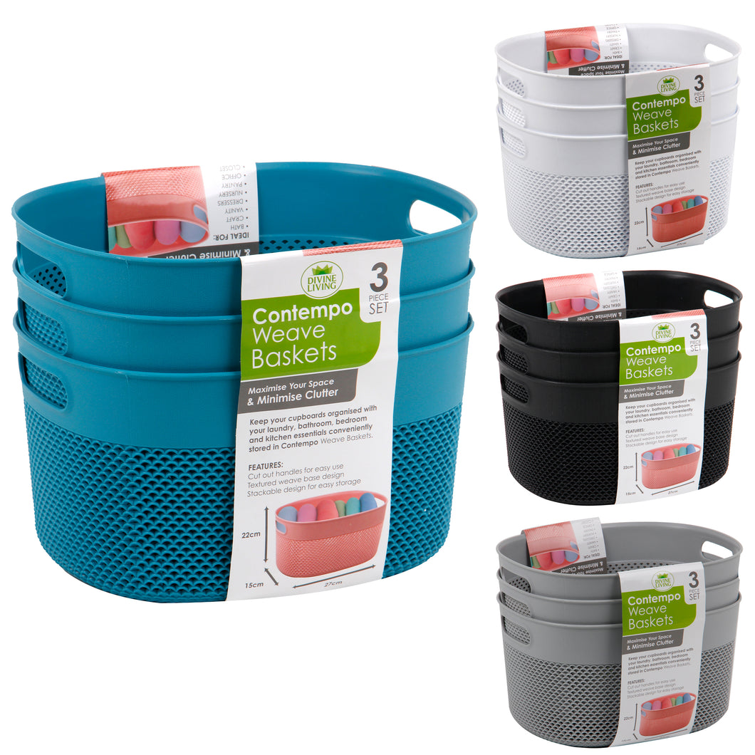 Contempo Basket 8Ltr Pk3 Sol