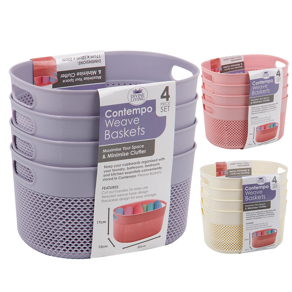 Contempo Basket 3.5Ltr Pk4 Pastels
