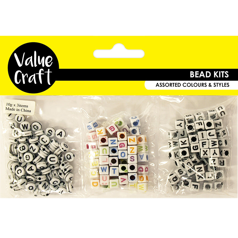 BEAD PLASTIC TRIPLE ALPHA 1M THRD 30G Bead Letter Kit