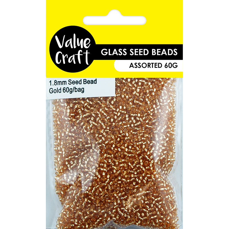 BEAD GLASS SEED 1.8MM GOLD 60G
