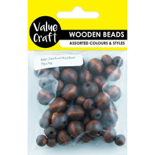 Load image into Gallery viewer, BEAD WOOD ROUND 12MM  + 8MM BROWN 55PCS
