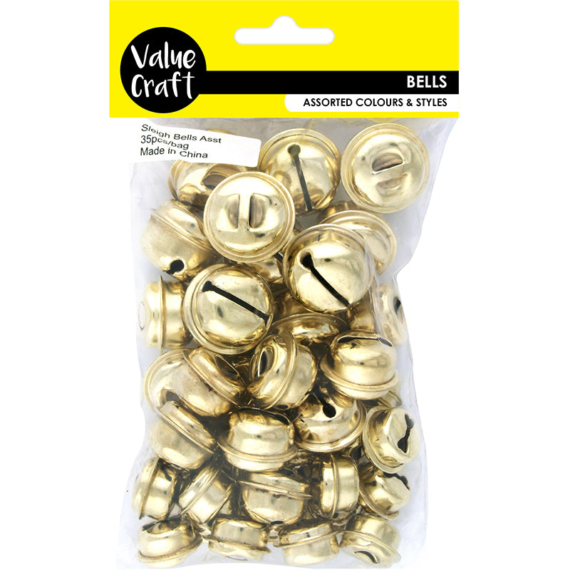 CRAFT BELLS ASST SLEIGH BELLS 35PCS