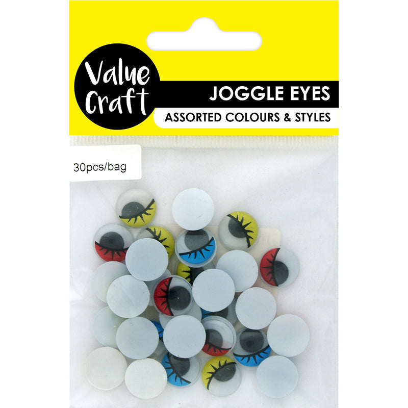 CRAFT JOGGLE EYES-LASHES MULTI 30PCS
