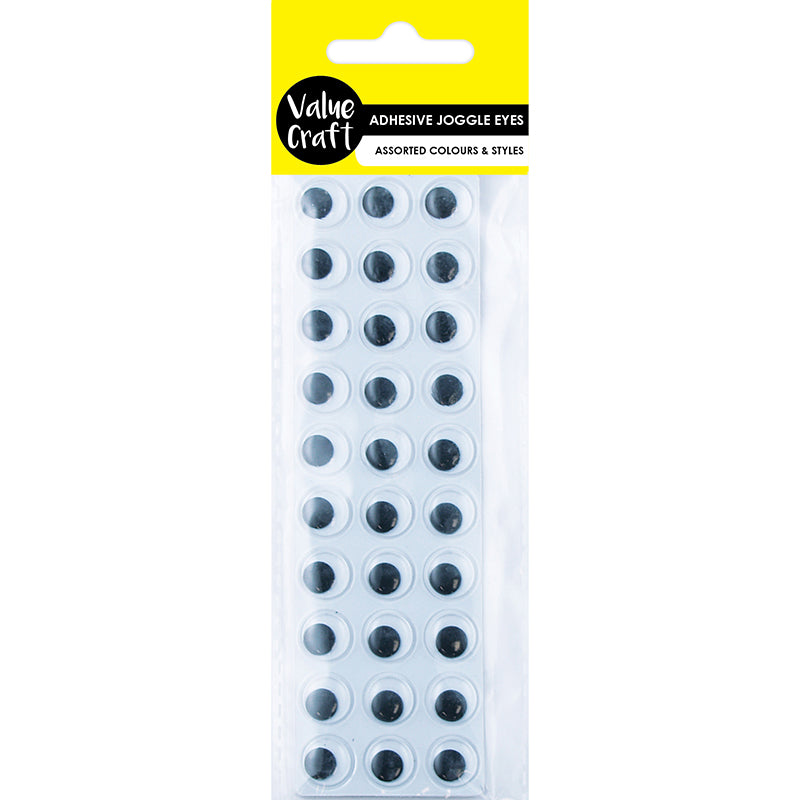 CRAFT JOGGLE EYE ADH BLACK - WHITE 12MM 30PC