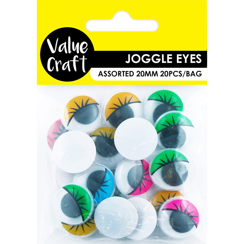 CRAFT JOGGLE EYE ROUND 20MM ASST 20PC