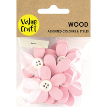 Load image into Gallery viewer, 3D Embellishments Resin - Wood 40MM Flower with Button pk 8Pcs
