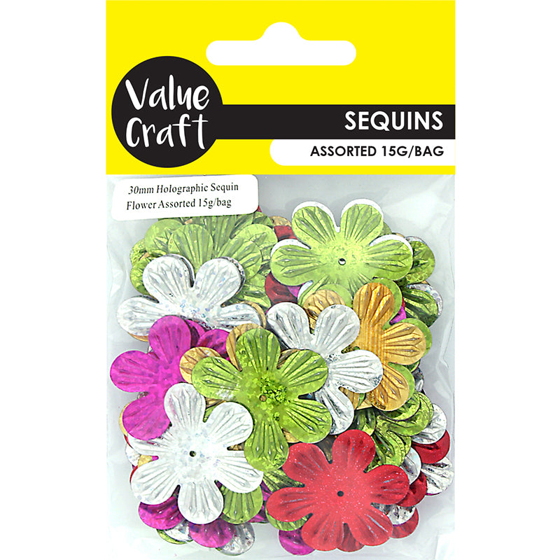 CRAFT HOLOGRAPHIC SEQUINS LG FLOWER 15G