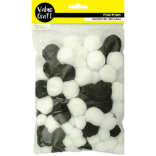 Load image into Gallery viewer, CRAFT POM POMS 20-30MM BLACK-WHITE 100PC
