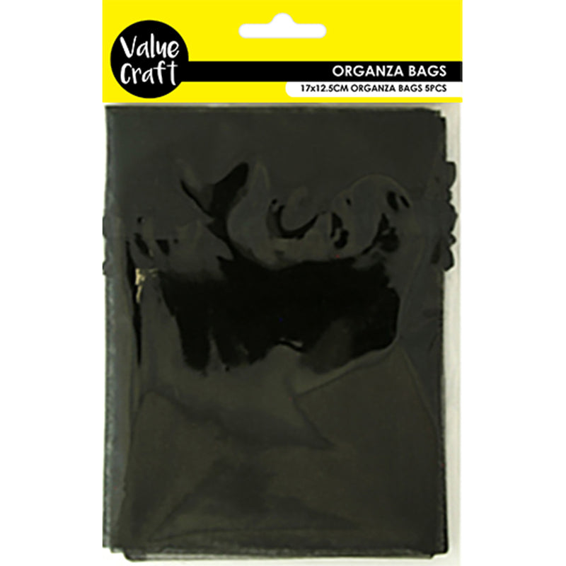 ORGANZA SMALL 17CM X 12.5CM BLACK 3PCS