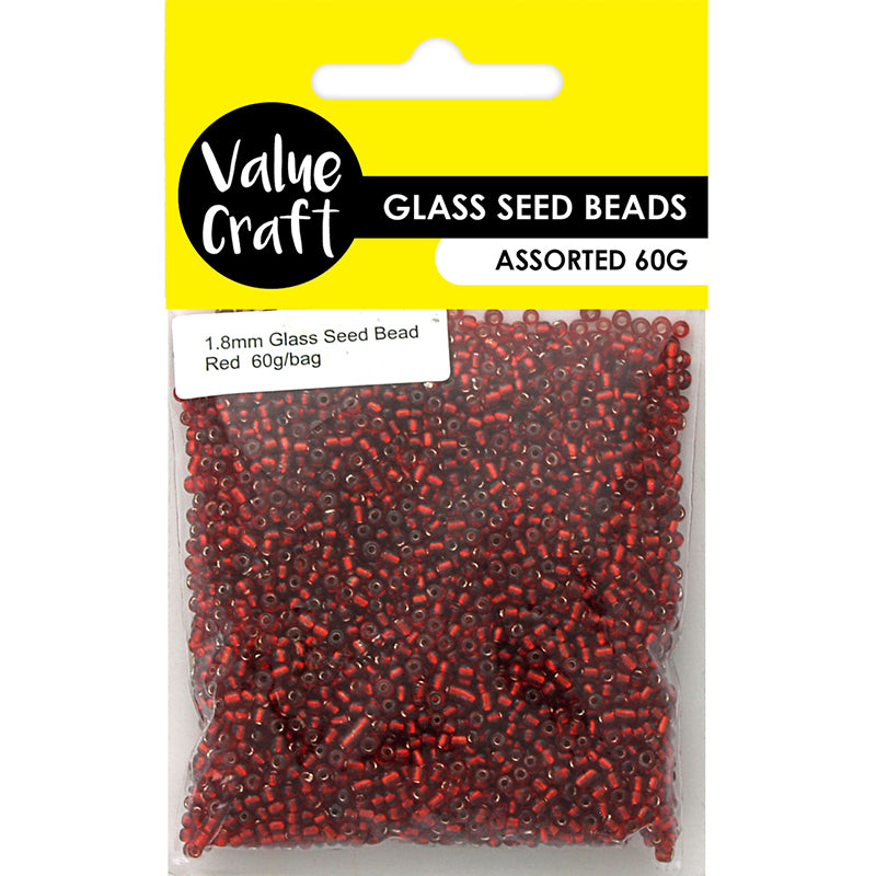 BEAD GLASS SEED 1.8MM RED 60G