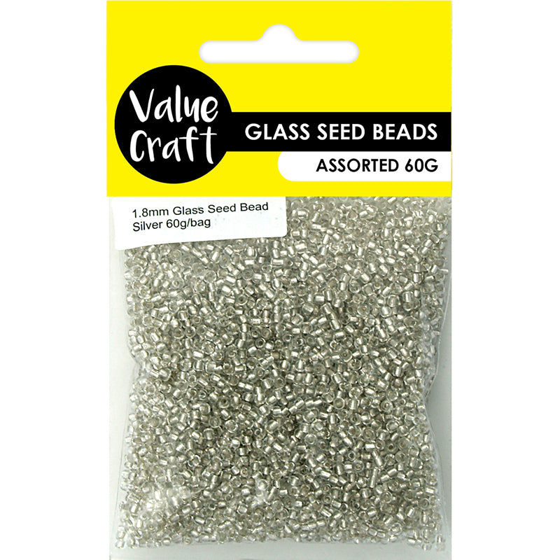 BEAD GLASS SEED 1.8MM SILVER 60G