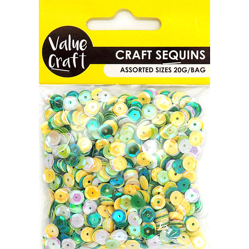 CRAFT SEQUINS MIXED YEL-GRN 20G