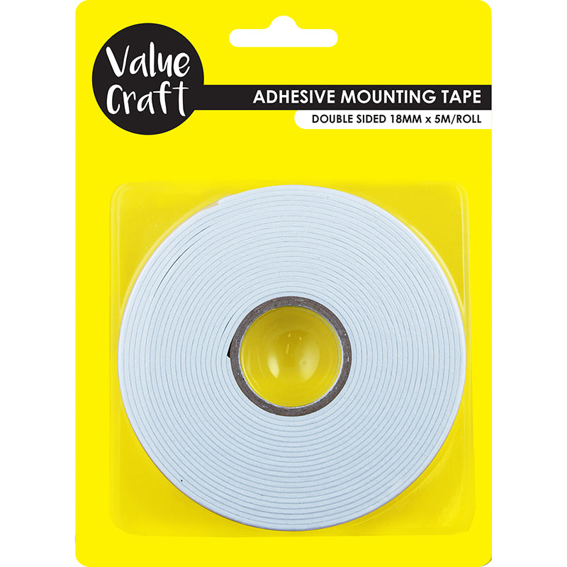 ADHESIVE MOUNTING TAPE 18MM X 5M ROLL