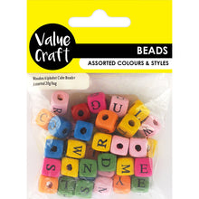 Load image into Gallery viewer, CRAFT WOODEN ALPHABET CUBE BEAD ASST 20G
