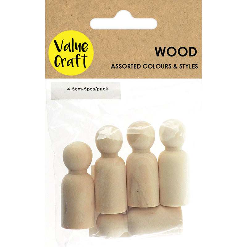 CRAFT WOOD PEOPLE 4.5CM NAT 5PC