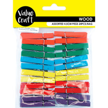 Load image into Gallery viewer, CRAFT WOODEN PEGS 4.5CM MULTI 24PCS
