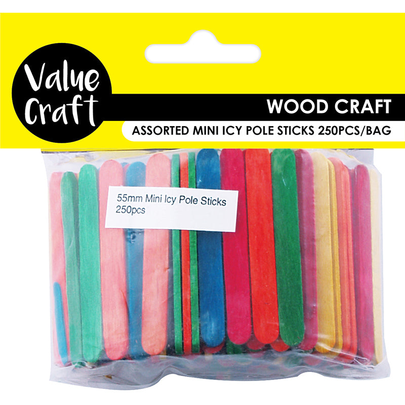 CRAFT WOOD ICYPOLE STICK 55MM MULTI 250P