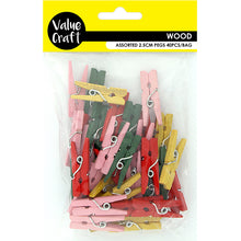 Load image into Gallery viewer, CRAFT WOODEN PEGS 2.5CM MULTI 40PCS
