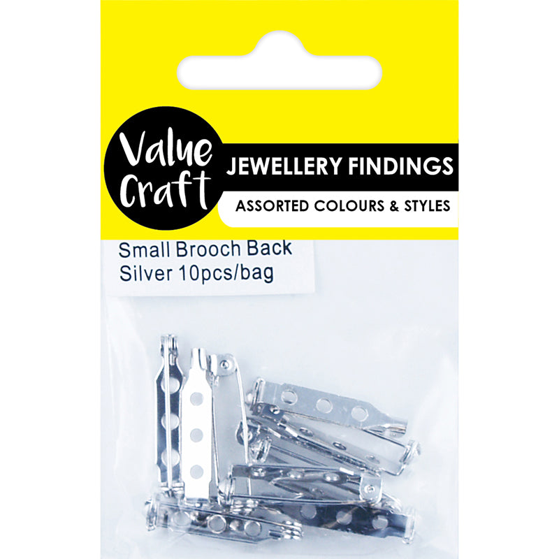 Jewellery Findings AC Brooch Back Small Silver 10Pcs