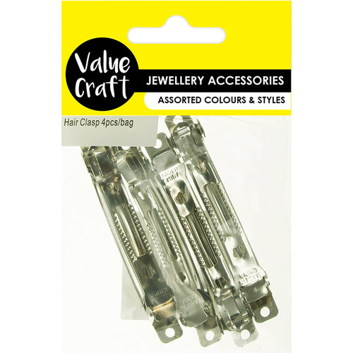 Jewellery Findings Hair Clasp Silver 4Pcs