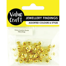 Load image into Gallery viewer, Jewellery Findings Comfort Studs 15mm Gold or Silver 50Pcs
