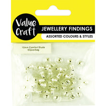 Load image into Gallery viewer, Jewellery Findings Comfort Studs 15mm Gold or Silver 50Pcs

