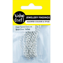 Load image into Gallery viewer, Jewellery Findings Chain Twist Oval Link 5x3mm BR Silver 1m

