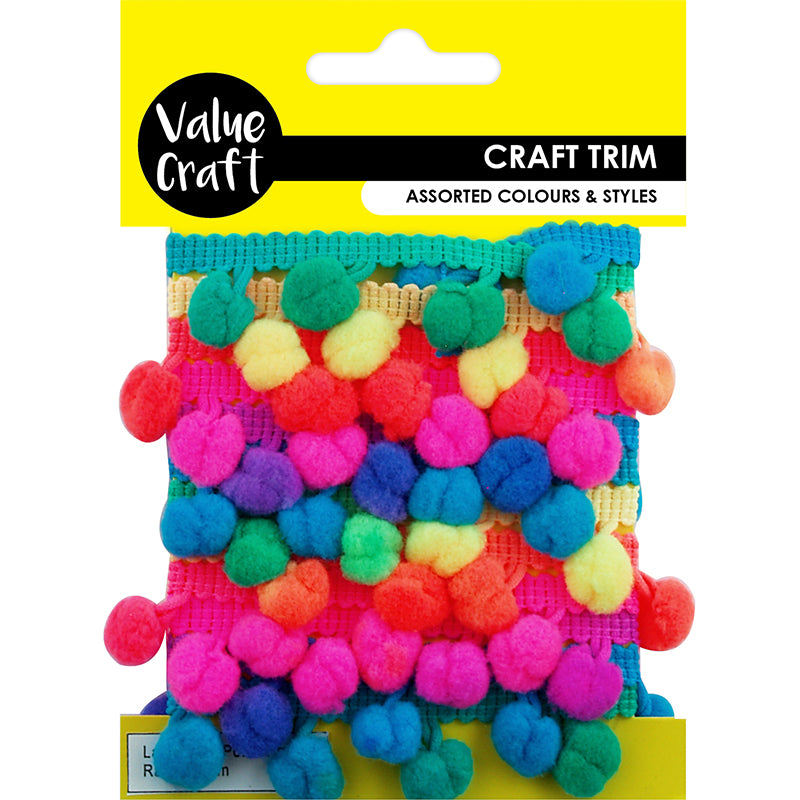 RAINBOW POM POM TRIM LRG 2M