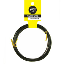 Load image into Gallery viewer, Craft Coiled Wire 12G 3 metres in Silver, Gold or Black   

