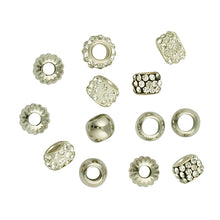 Load image into Gallery viewer, BEADS Large HOLE BLING METAL SLV 13PCS
