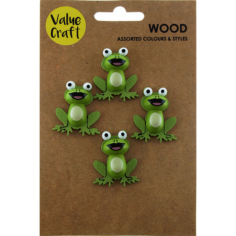 3D Embellishments Wooden MDF Frogs 4PCs