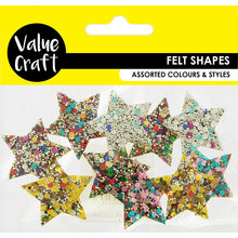 Load image into Gallery viewer, Craft Felt Glitter Stars Multi 10PCs
