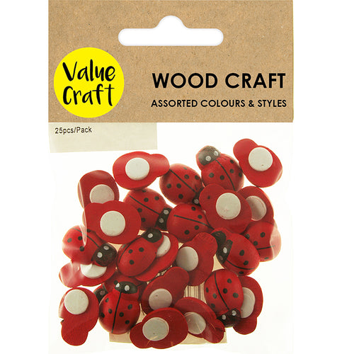 3D Embellishments MDF Lady Bird Self Adhesive (Red & Black) 25PCs